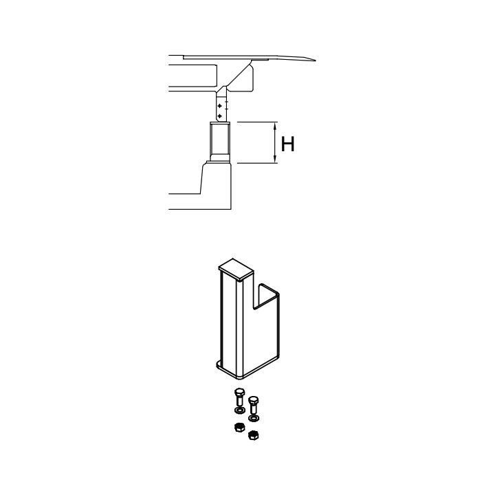 Support de cadre droite L335 galvanisé pour niveleur de quai Hormann HTL2 Référence 309530